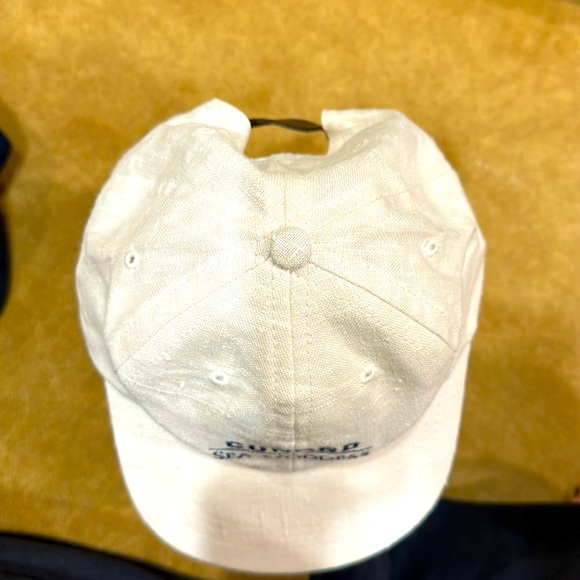 VINTAGE 🚢CUNARD SEA GODDESS UNISEX ECRU & NAVY CAP - ADJUSTABLE LEATHER STRAP - Picture 3 of 6